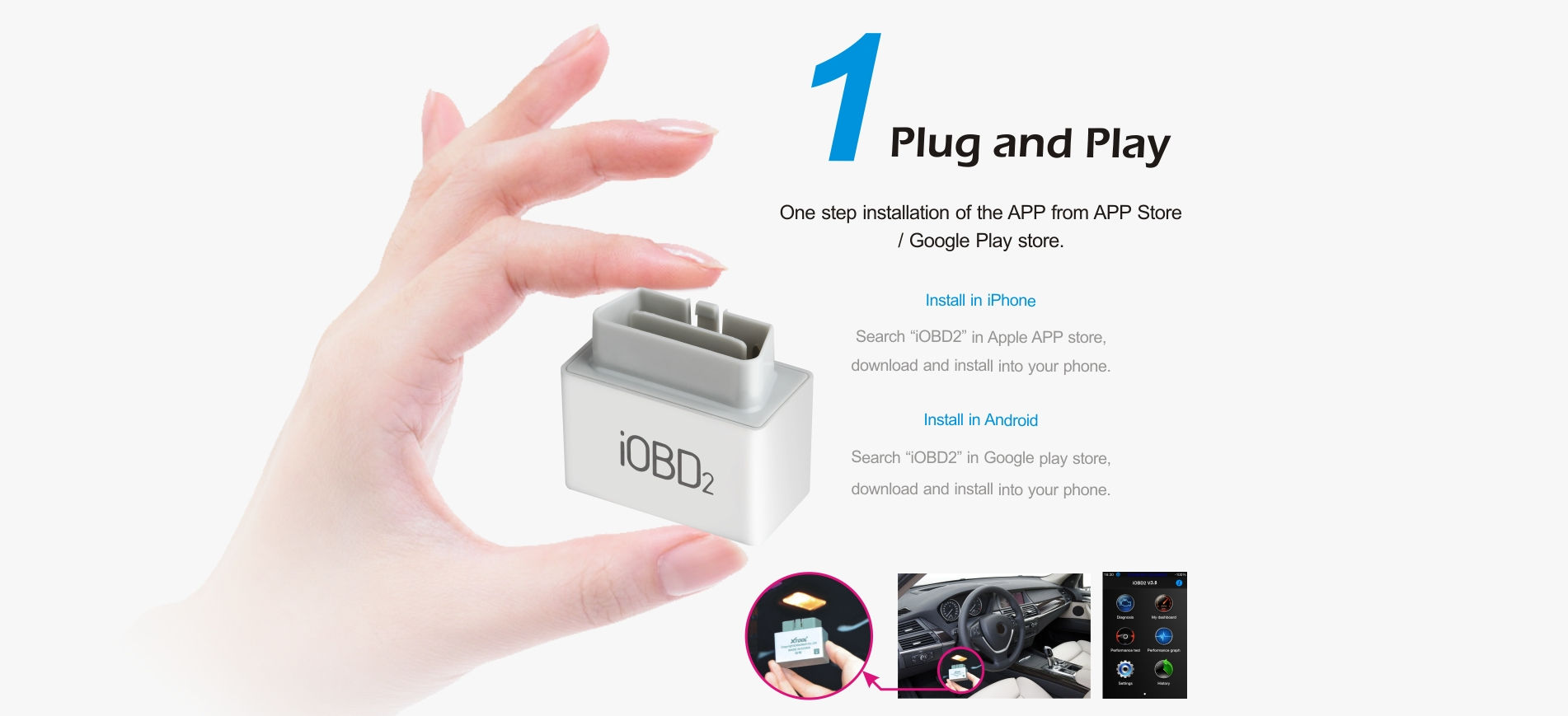 Xtool IOBD2 Bluetooth 4.0 Code Scan Diagnostic Tool Android iOS